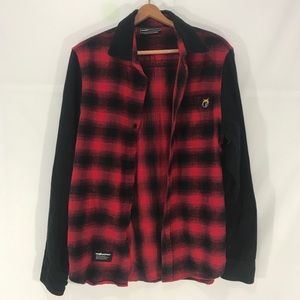 The hundreds black and red flannel button front
